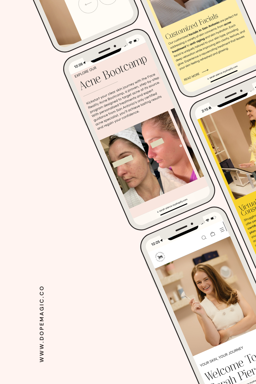 A collage showing multiple mobile app interfaces, including one titled