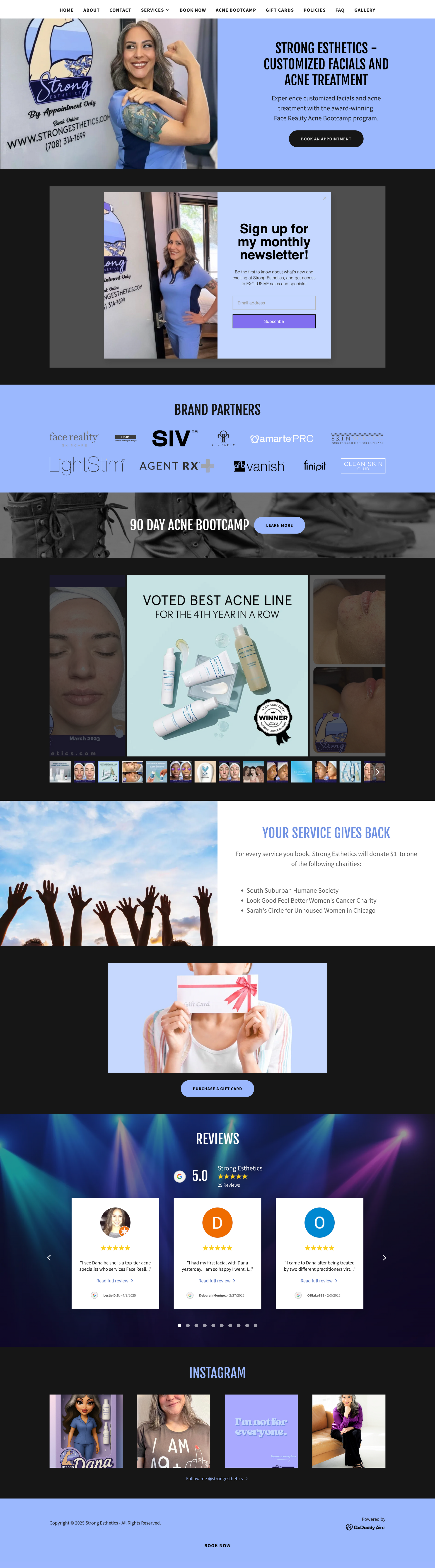 Website homepage with images and text on a light blue background, showcasing content and navigation options.