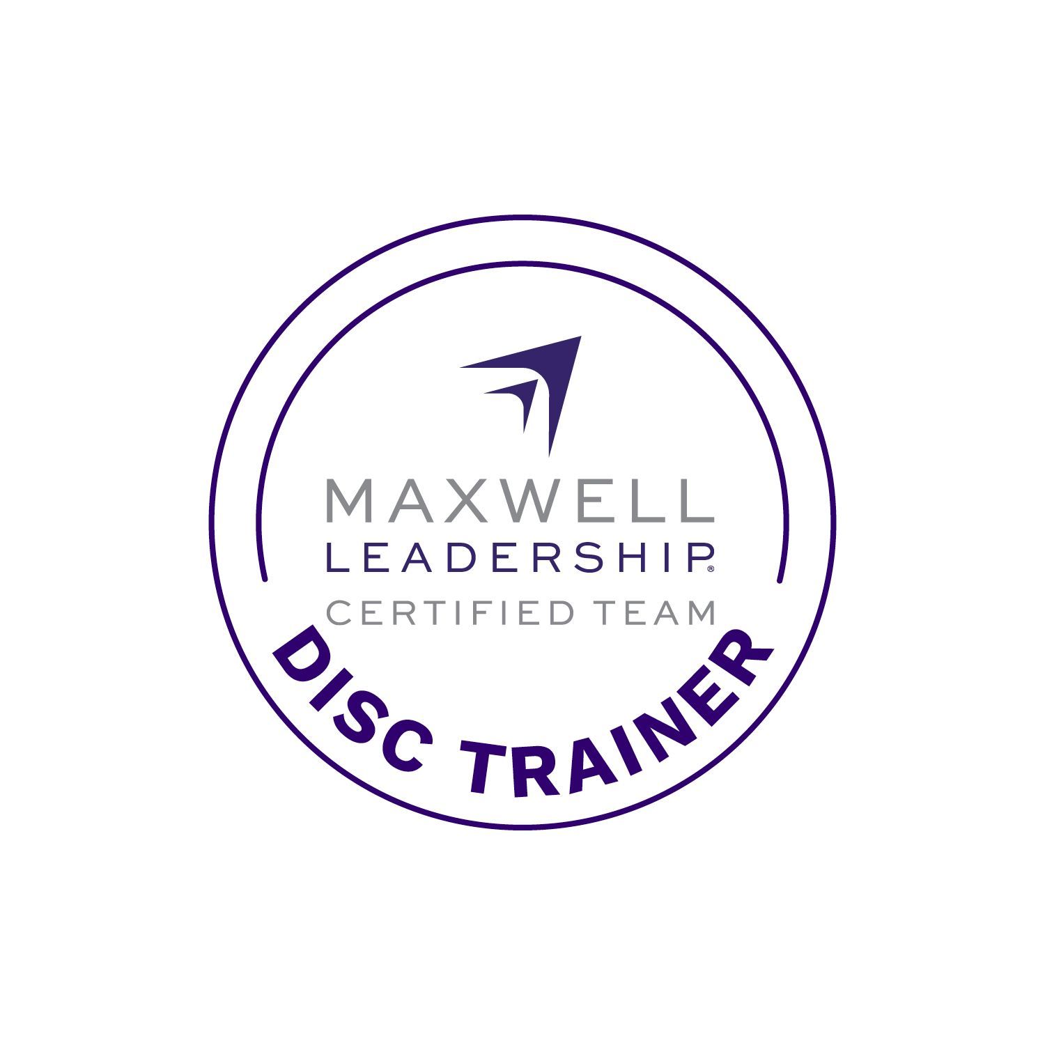 The logo for the maxwell leadership certified team disc trainer.