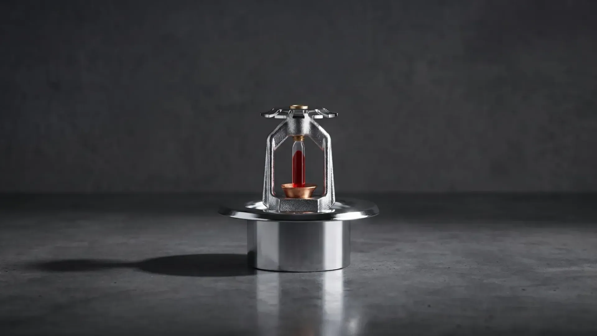 Image d'un gicleur incendie chrome sur fond gris