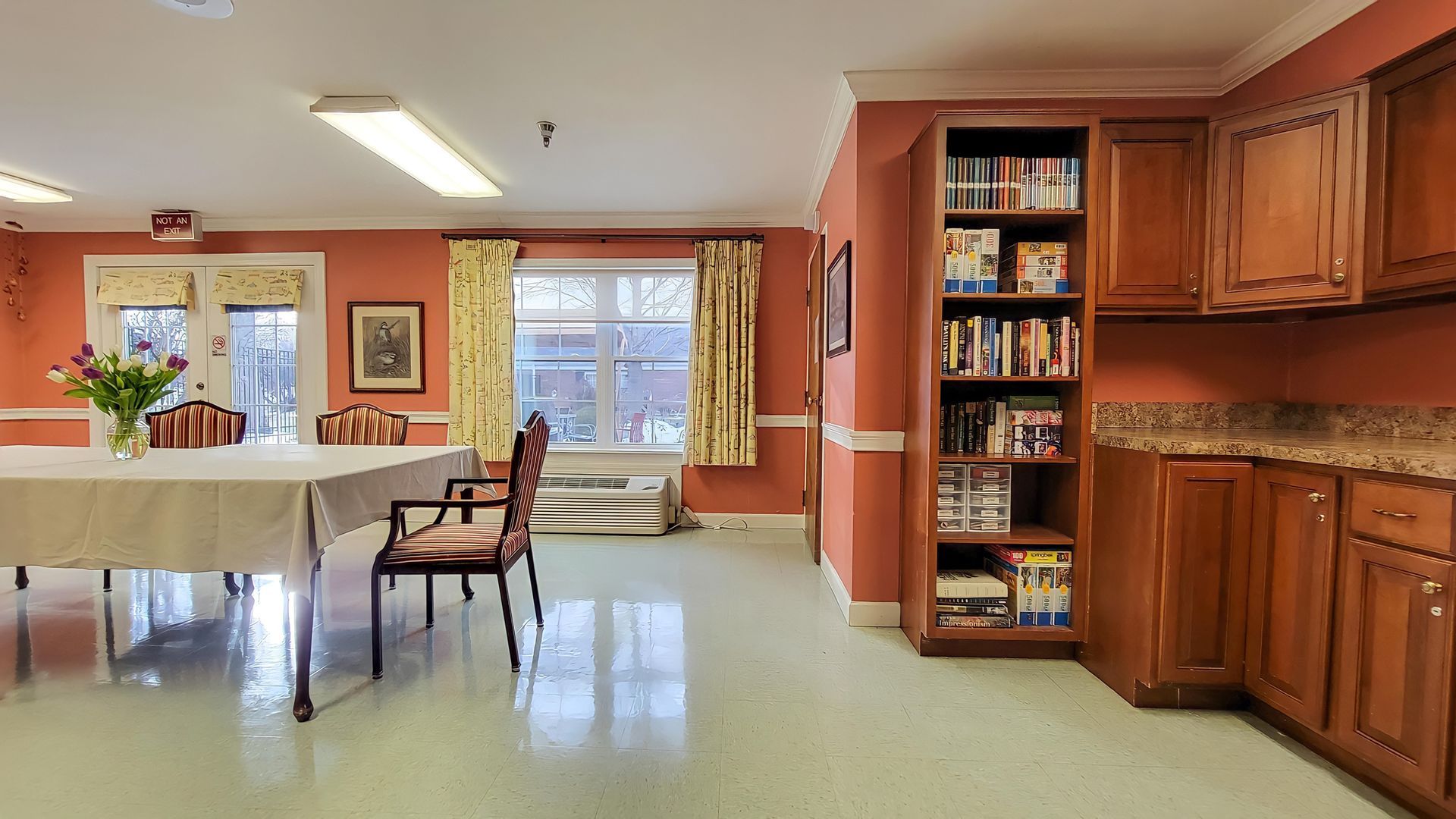 Activity room with kitchenette at Newburgh Health and Rehab