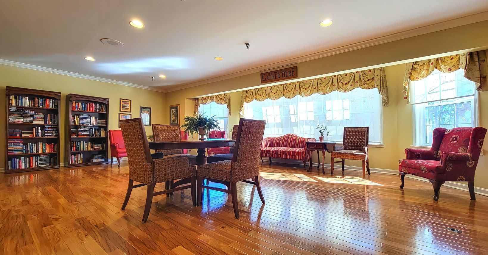 Resident lounge seating area at Newburgh Health and Rehab