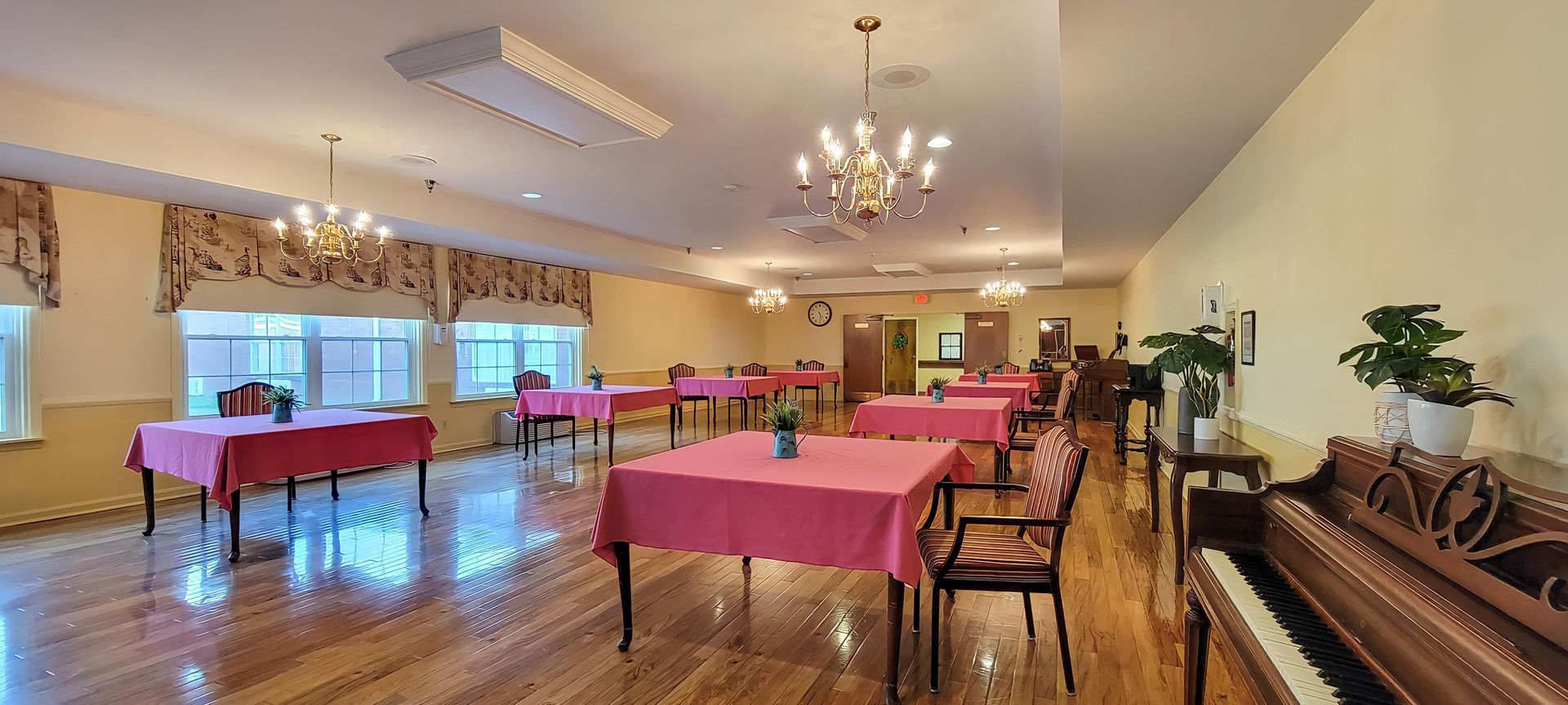 Dining room setup at Newburgh Health and Rehab