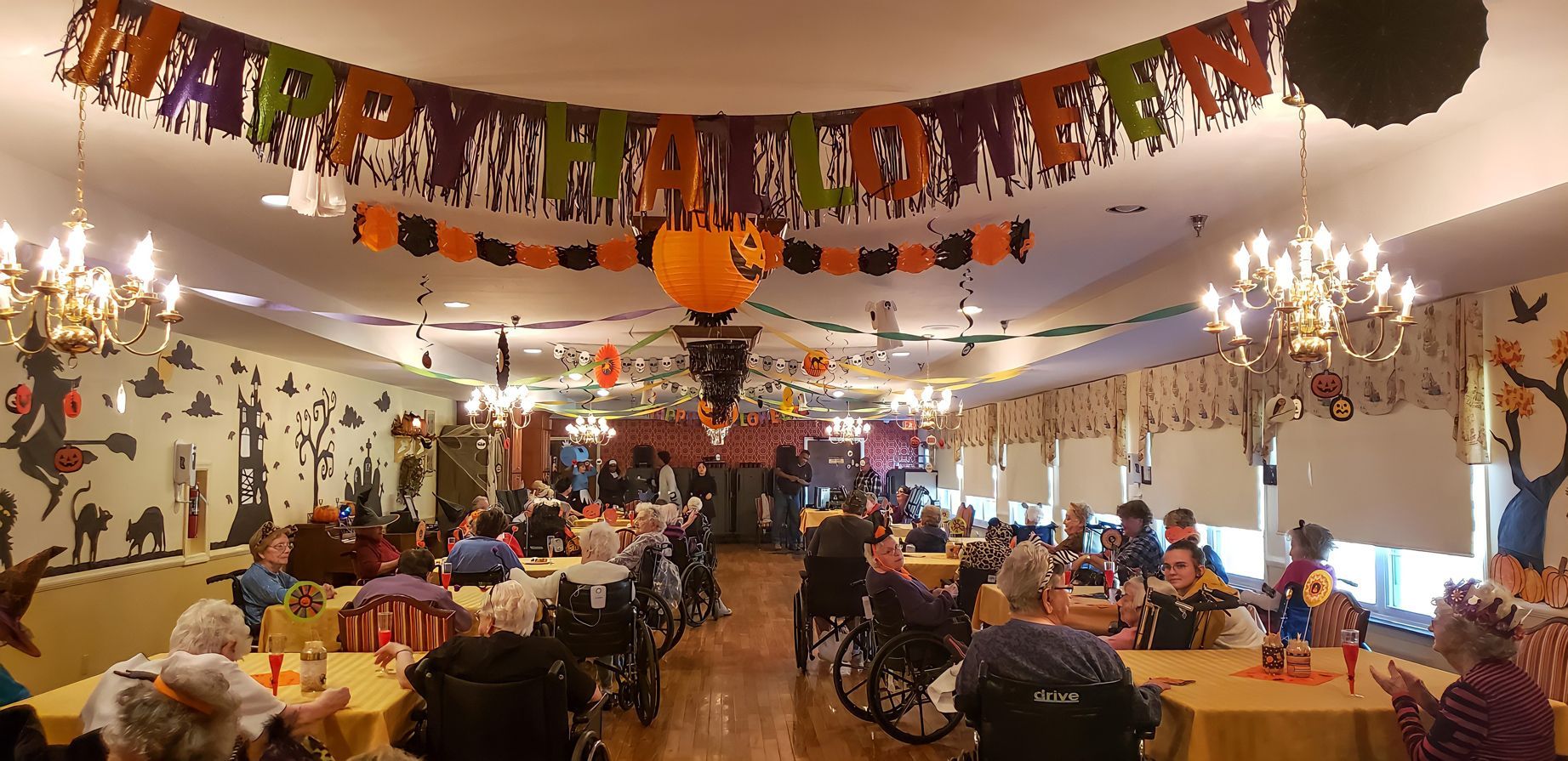 Residents gathered for a group event at Newburgh Health and Rehab