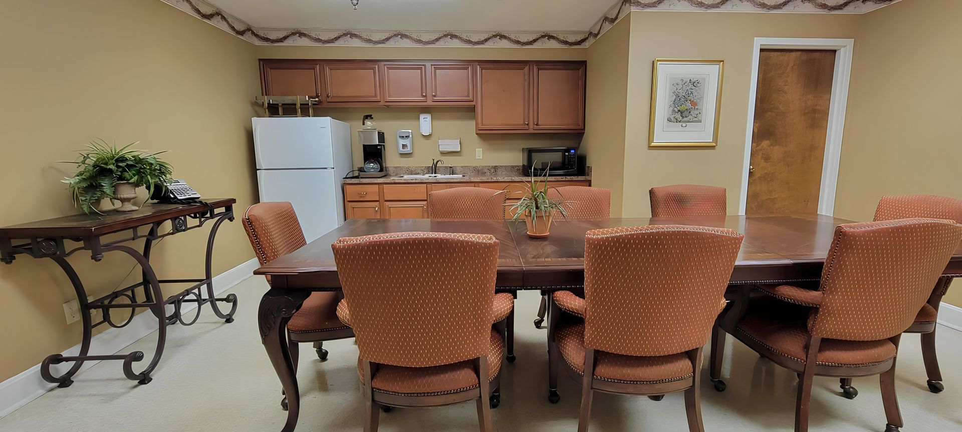 Dining and kitchen area at Newburgh Health and Rehab