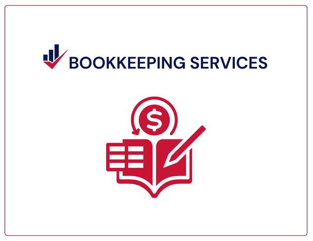 A logo for bookkeeping services with an icon of a book and a dollar sign.