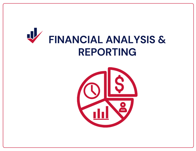 A logo for financial analysis and reporting with a pie chart.