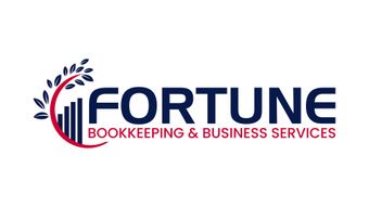 The logo for fortune bookkeeping and business services has a tree branch with leaves on it.