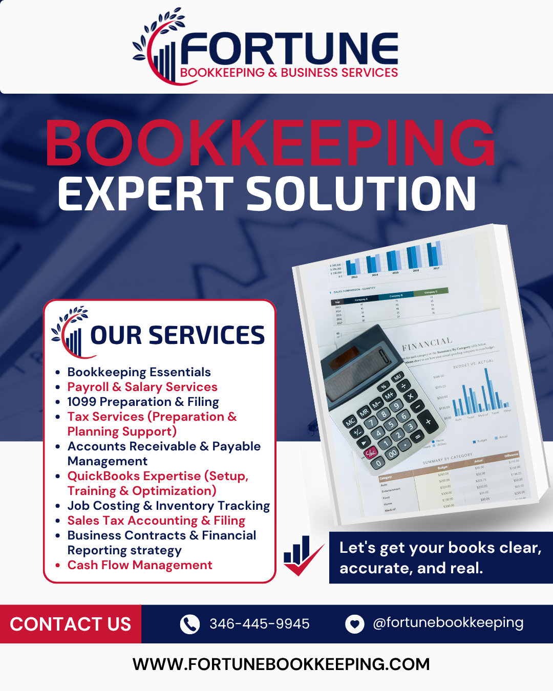 An advertisement for bookkeeping services starting at $ 99