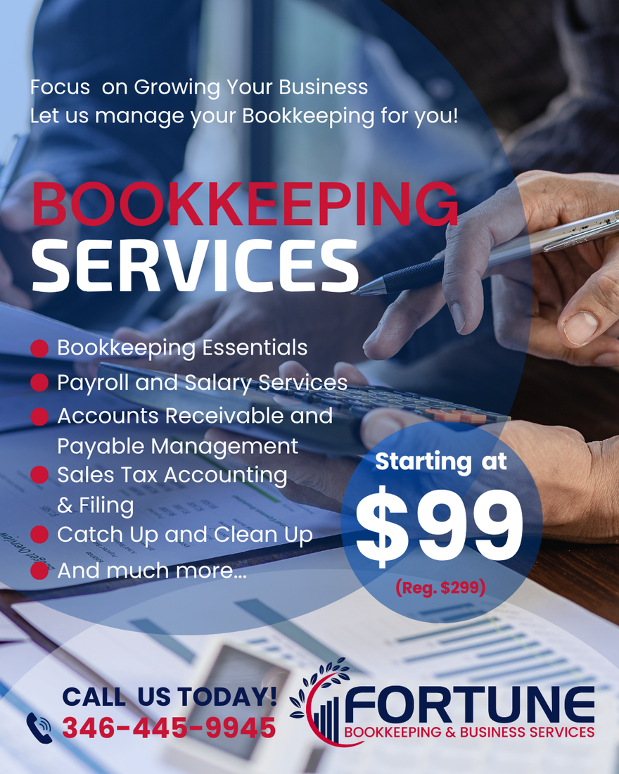 An advertisement for bookkeeping services starting at $ 99