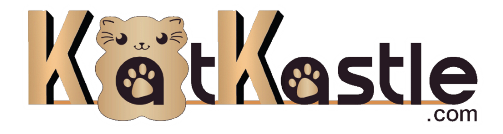 The KatKastle.com logo featuring stylized letters with a cat illustration and paw prints on a tan and dark brown background.