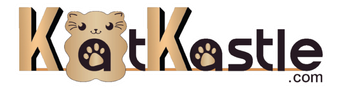 The KatKastle.com logo featuring stylized letters with a cat illustration and paw prints on a tan and dark brown background.