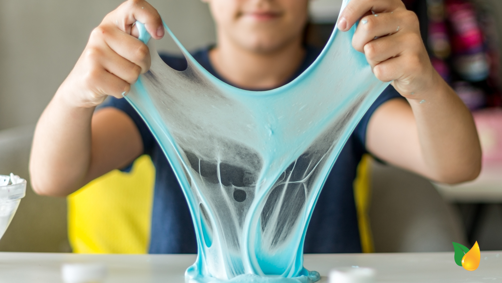 boy playing with slime