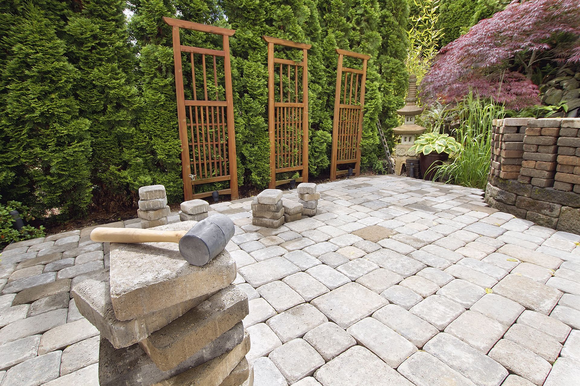 Concrete Blocks in Patio