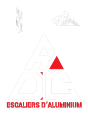 Le logo des escaliers d'aluminium est un triangle avec un triangle rouge au milieu.