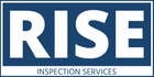 A blue and white logo for rise inspection services