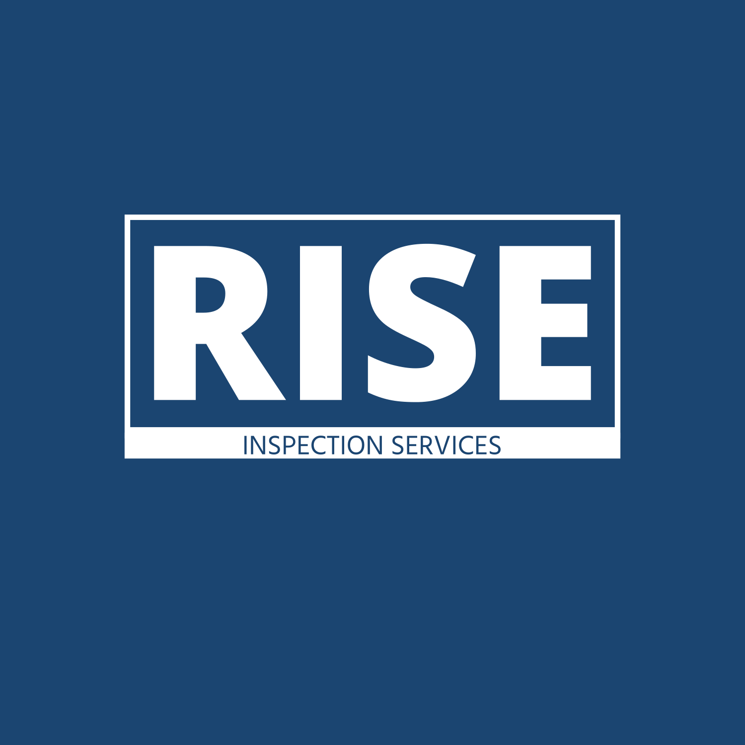 A logo for rise inspection services on a blue background