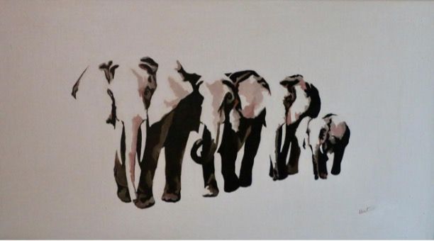 ELEPHANTS WALK by artist Cassandra Uurtamo; acrylic on canvas