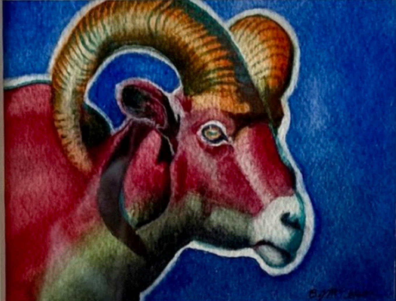 ALL ELECTRIC RAM by Barbara McGuire; watercolor