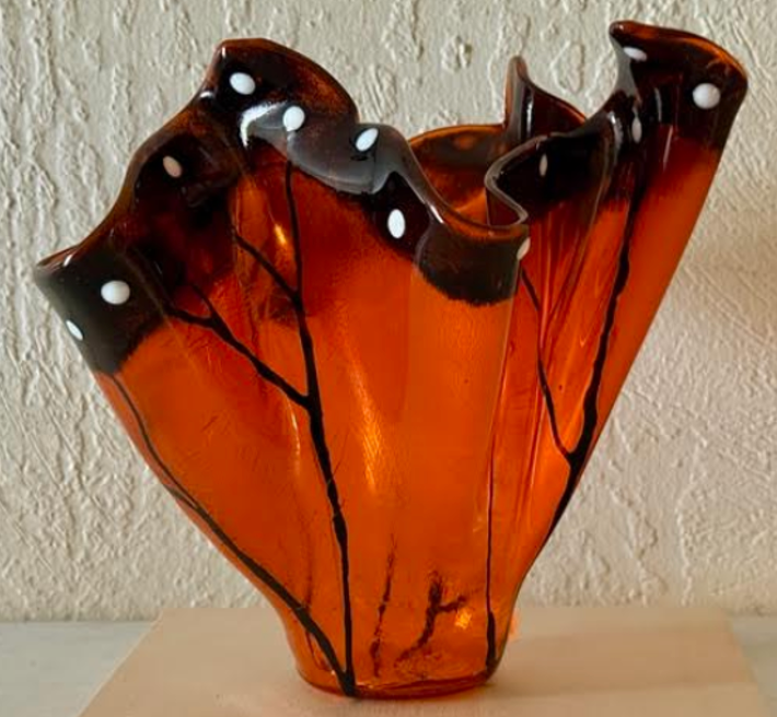 ORANGE MONARCH BUTTERFLY by Linda Novy-Doll; glass