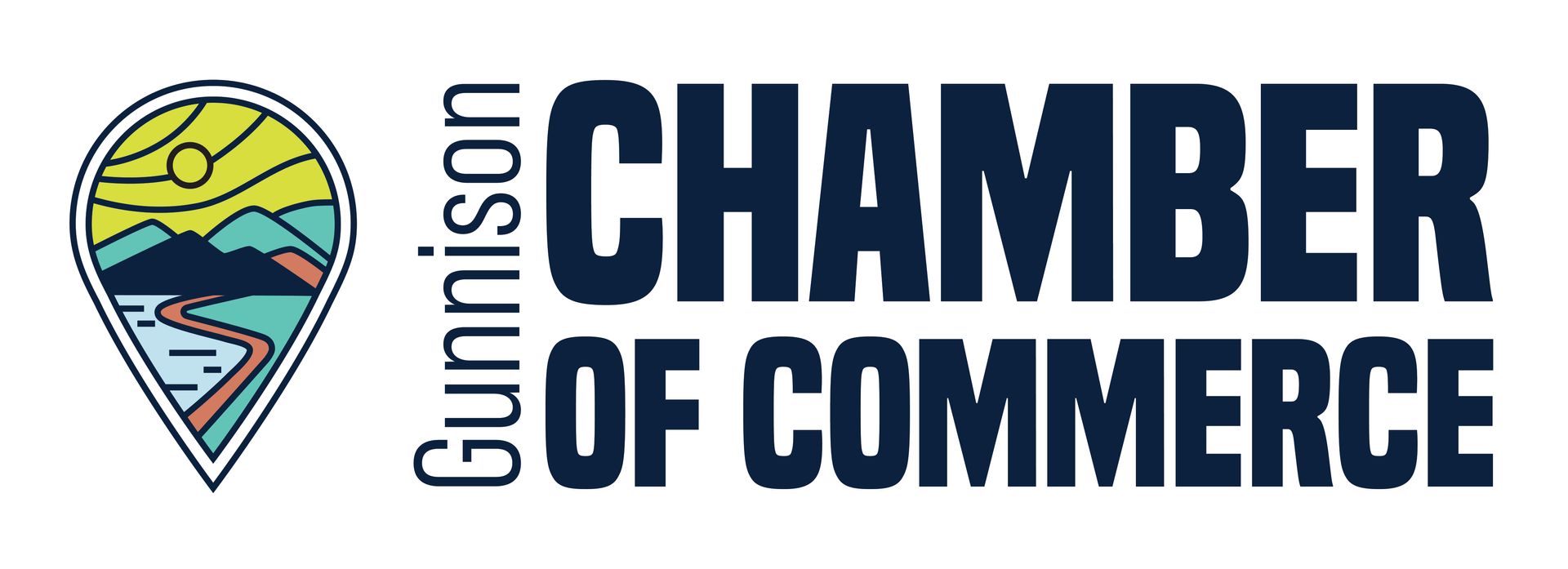 Gunnison Chamber of Commerce logo with a mountain landscape and river illustration.