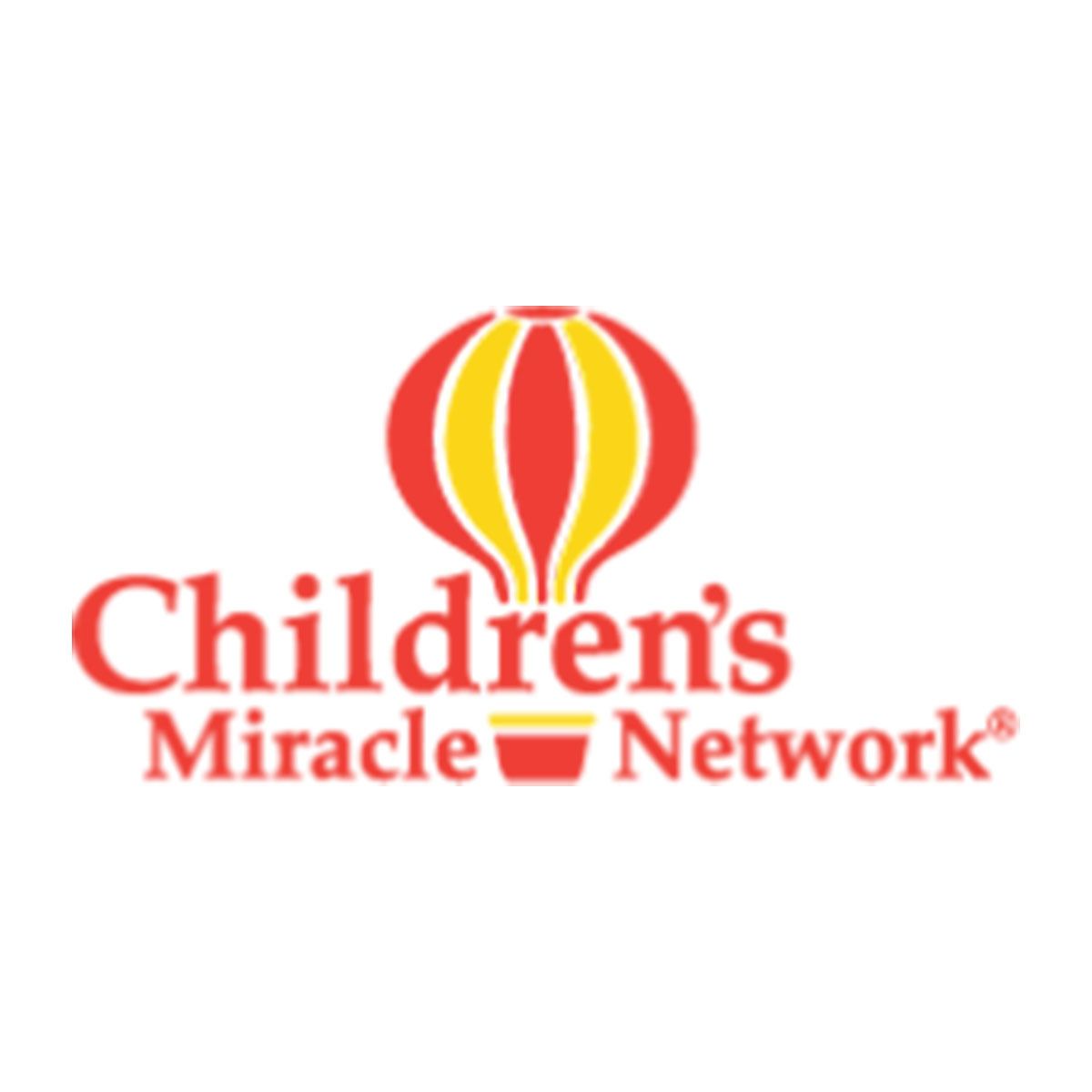 Children's Miracle Network logo: red text and hot air balloon over a red bowl.