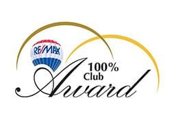 RE/MAX 100% Club Award logo with globe, script