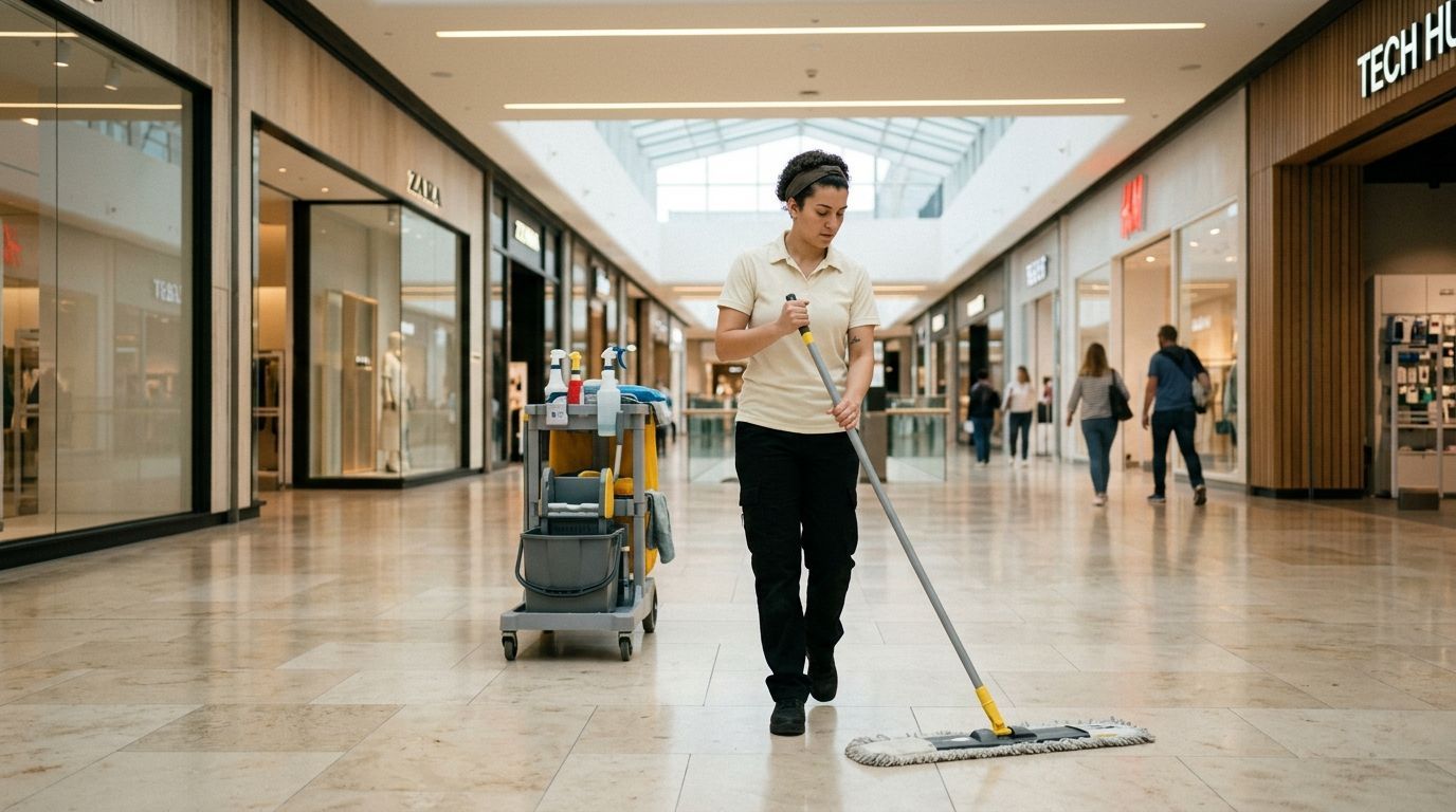Cleaner disinfecting patient room bedside table and surfaces in medical facility in Eden Prairie, MN