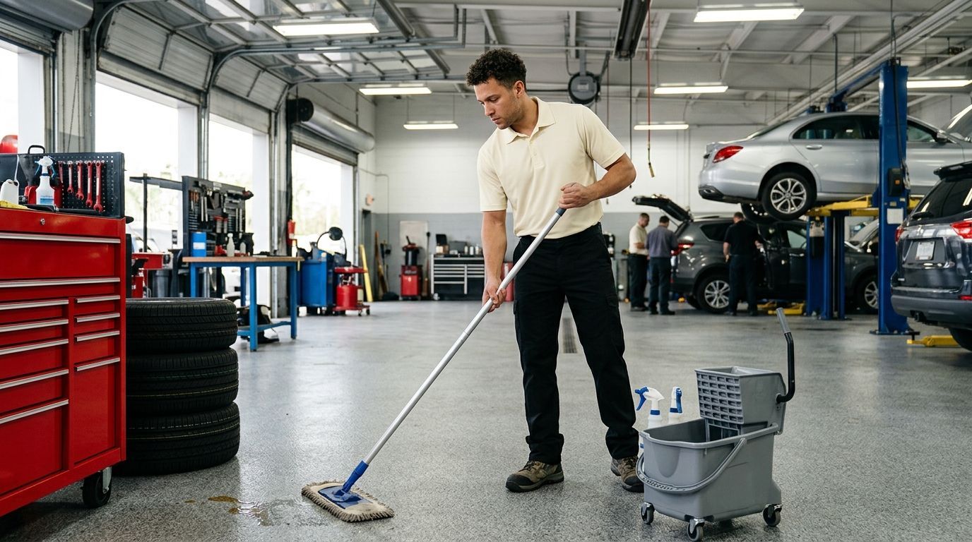Cleaner disinfecting patient room bedside table and surfaces in medical facility in Eden Prairie, MN