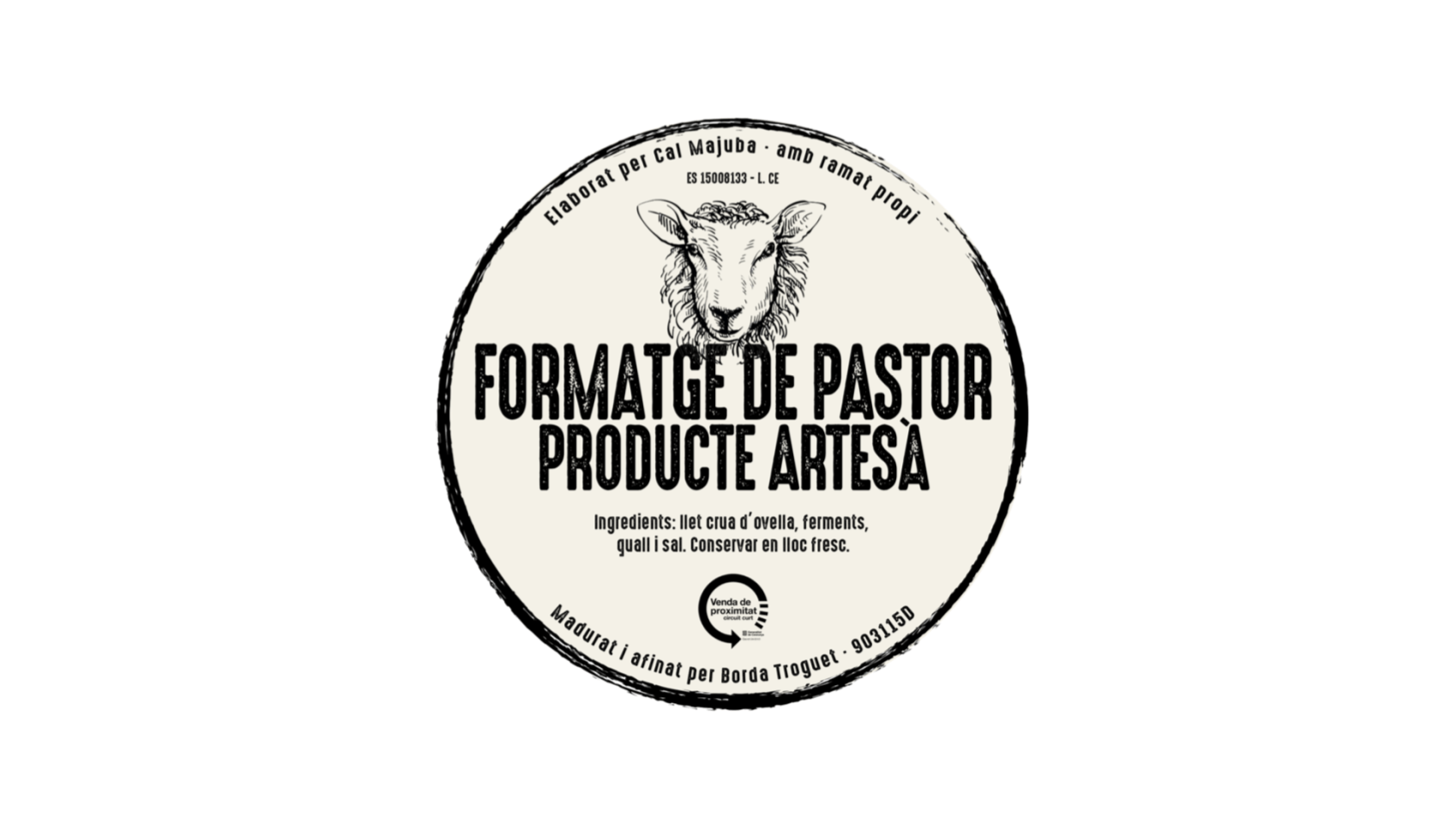 Etiqueta del formatge del pastor producto artesano. Branding i etiqueta diseñada por Mersi Studio. 