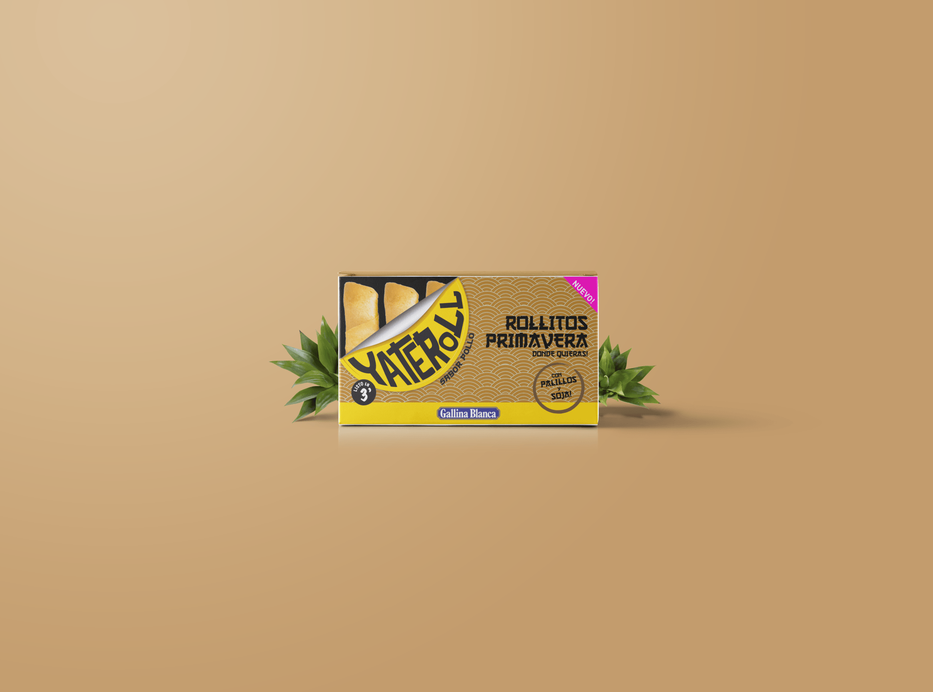 Rediseño de la marca Yatekomo de Gallina Blanca. Proyecto realizado en Elisava desarrollado por Mersi Studio. Yateroll son pollitos de primavera como fast food de Gallina Blanca.