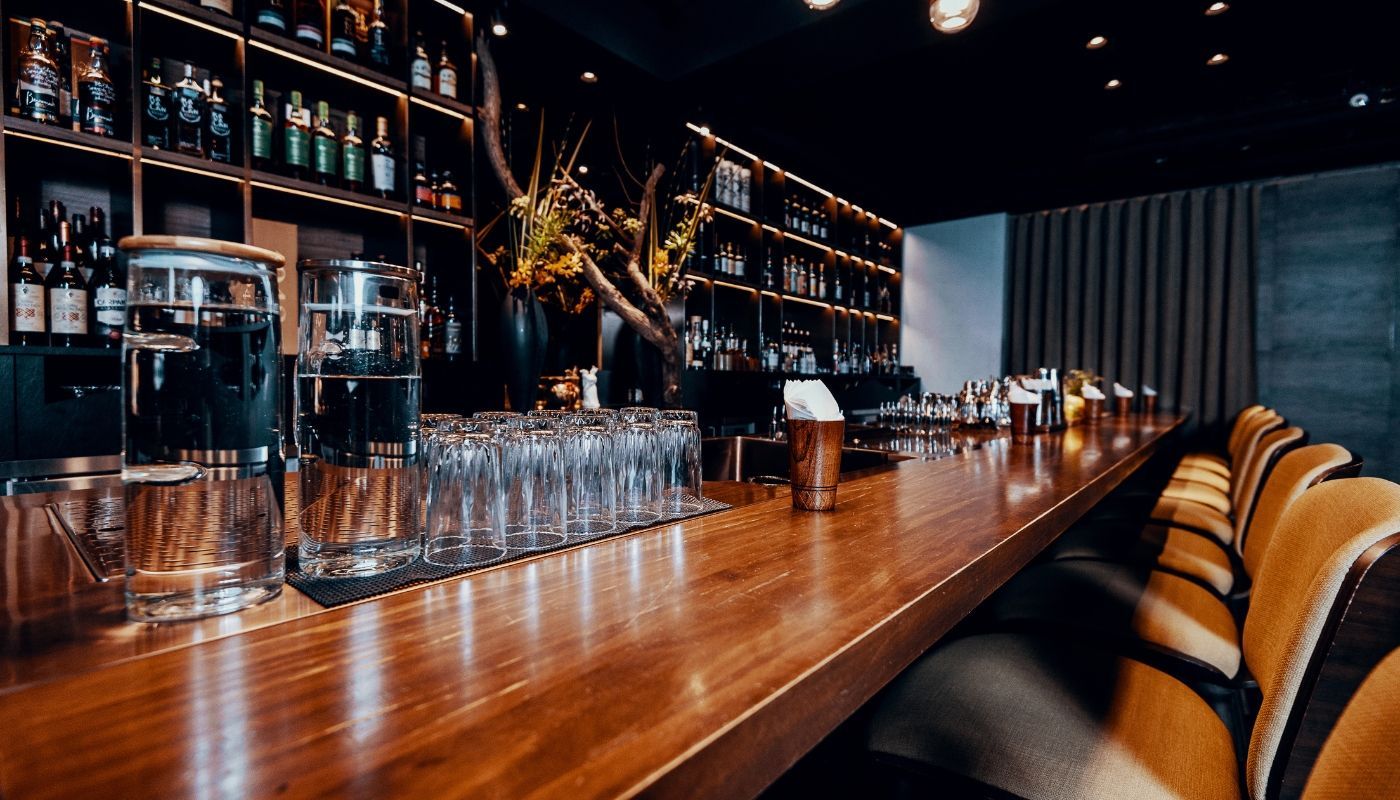 Modern empty cocktail bar franchise