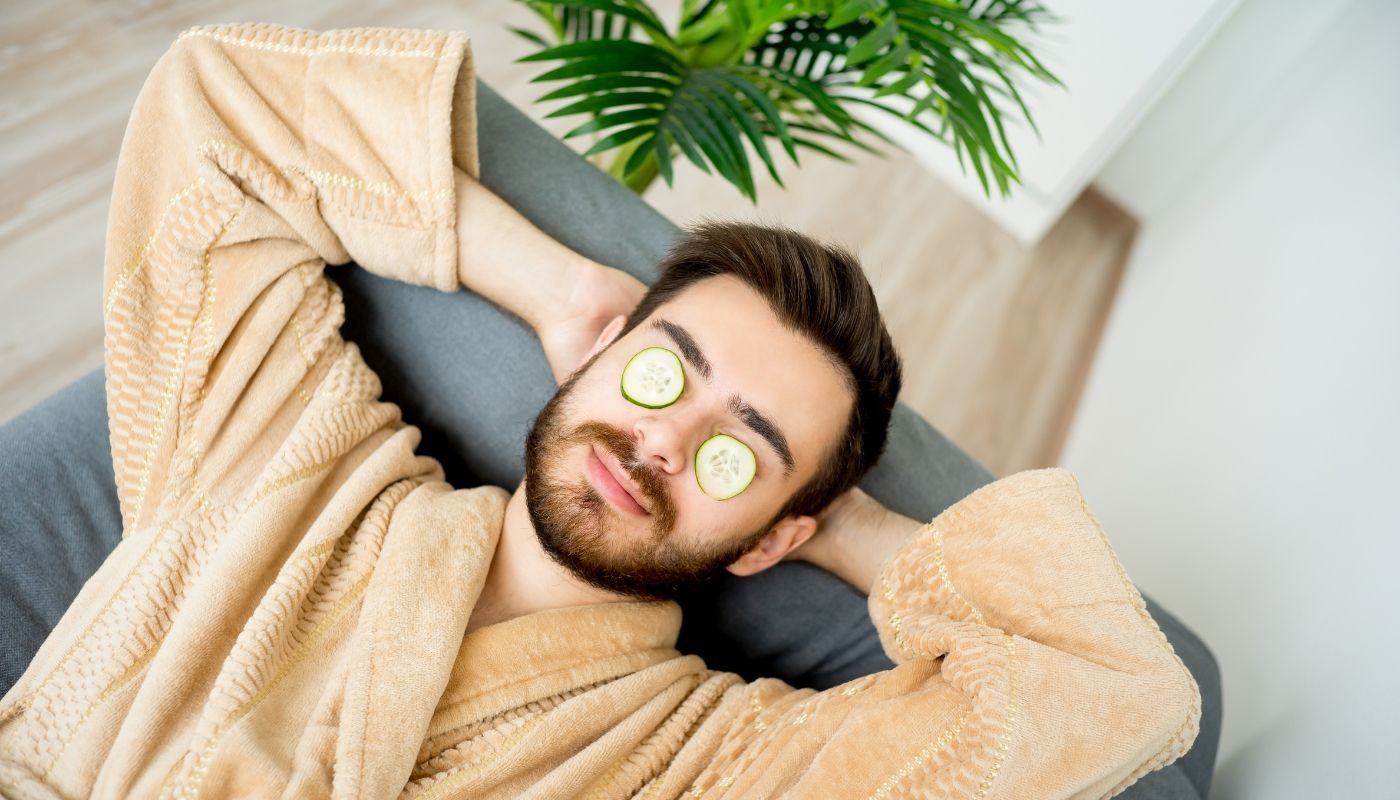 Man relaxing in a wellness franchise.