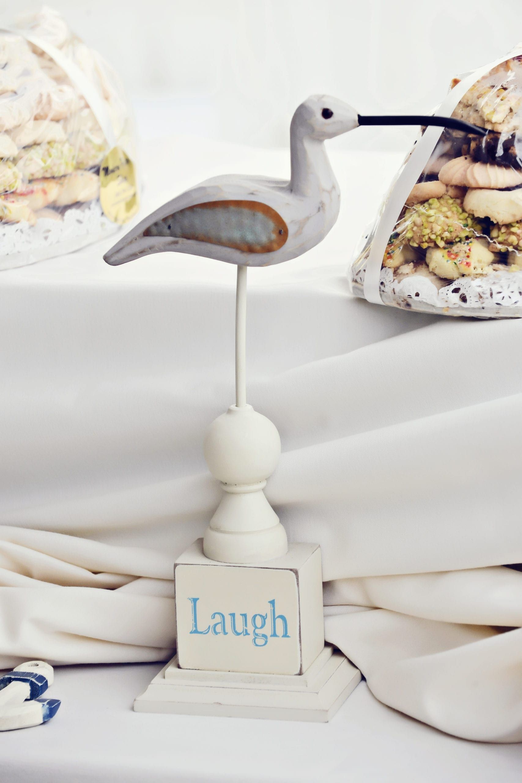 Wooden seagull statue with 