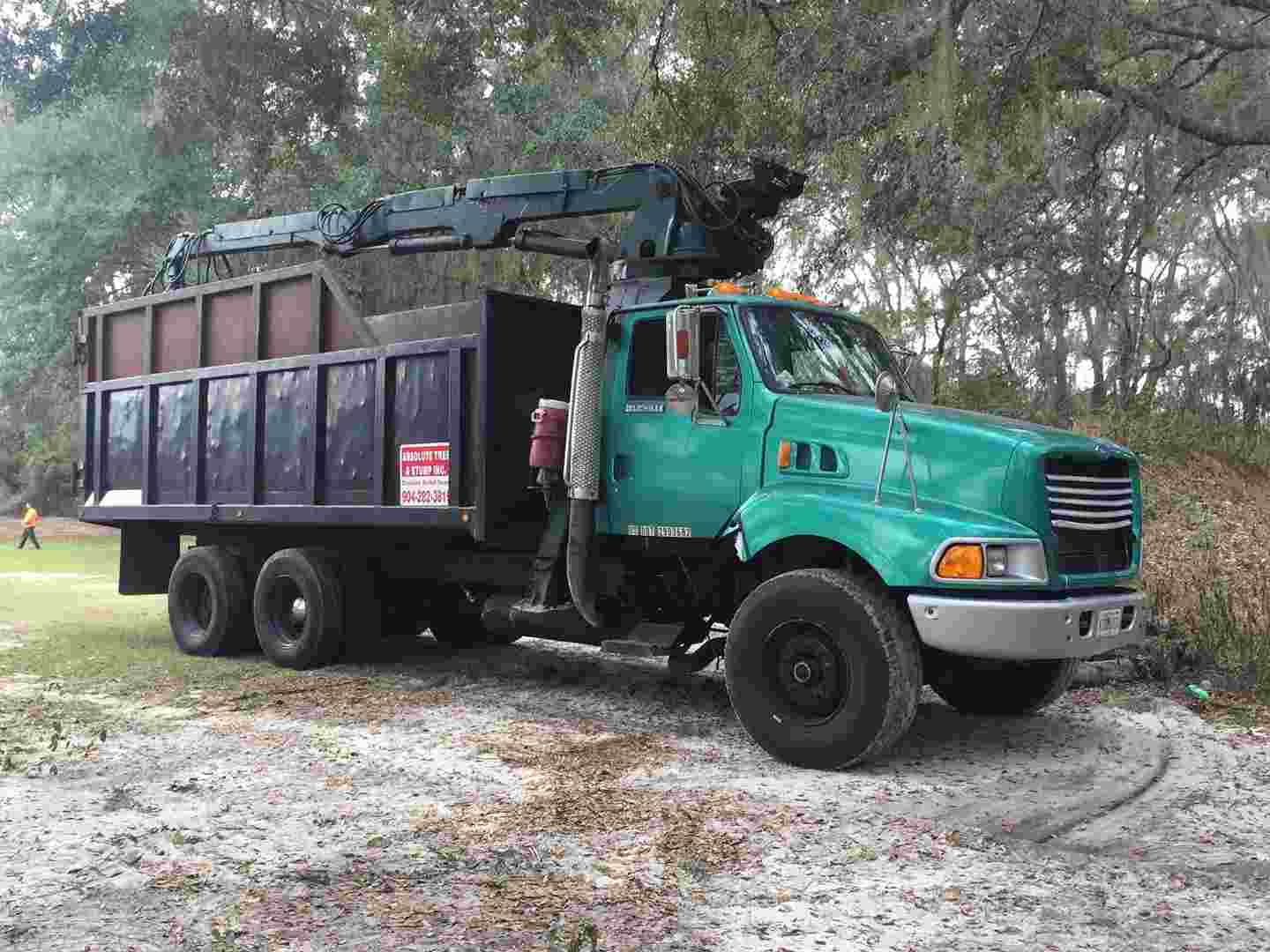 Side View of Green Truck — Middleburg, FL — Absolute Tree and Stump Inc