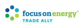 Focus on Energy logo with a circular design of colored dots and text 