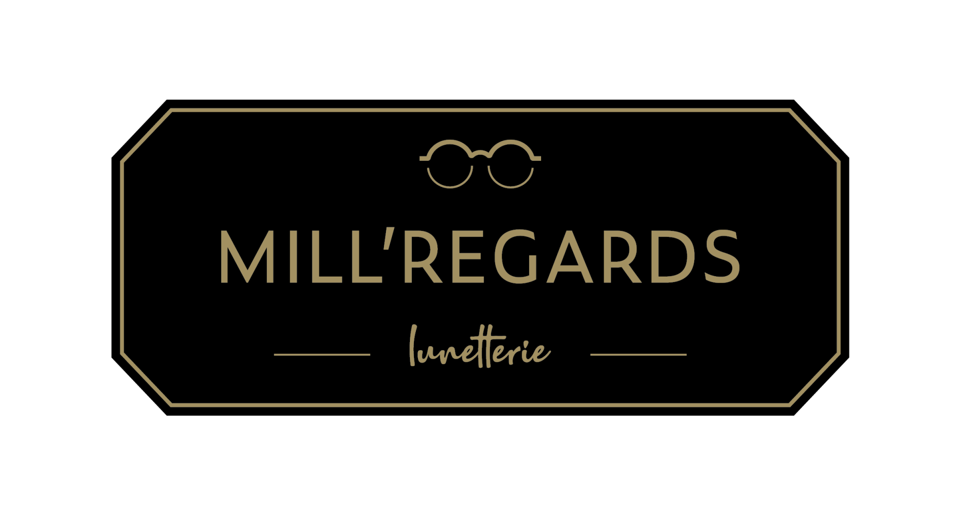 Logo noir et or de Mill'Regards, opticien.