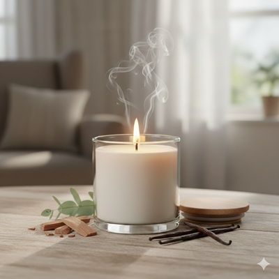 石板托盤上放著三個帶滴管的琥珀色瓶子,上面寫著“即將推出:純植物精華液”,背景是植物。