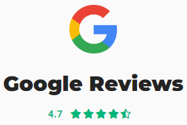 A google reviews logo with 4.7 stars on it