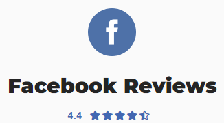 A facebook review logo with a blue f in a circle.