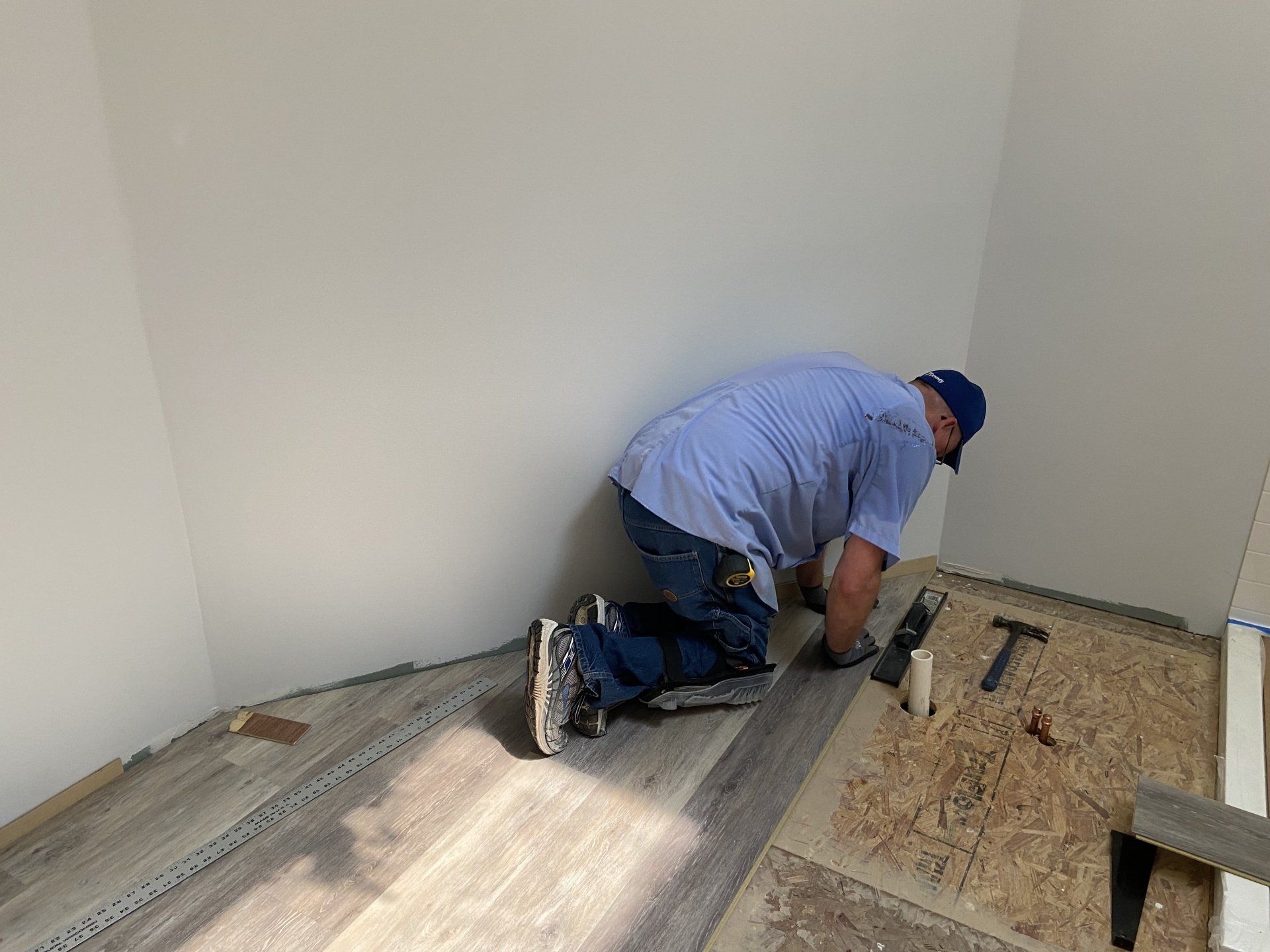 Bathroom Remodel-Installing Flooring