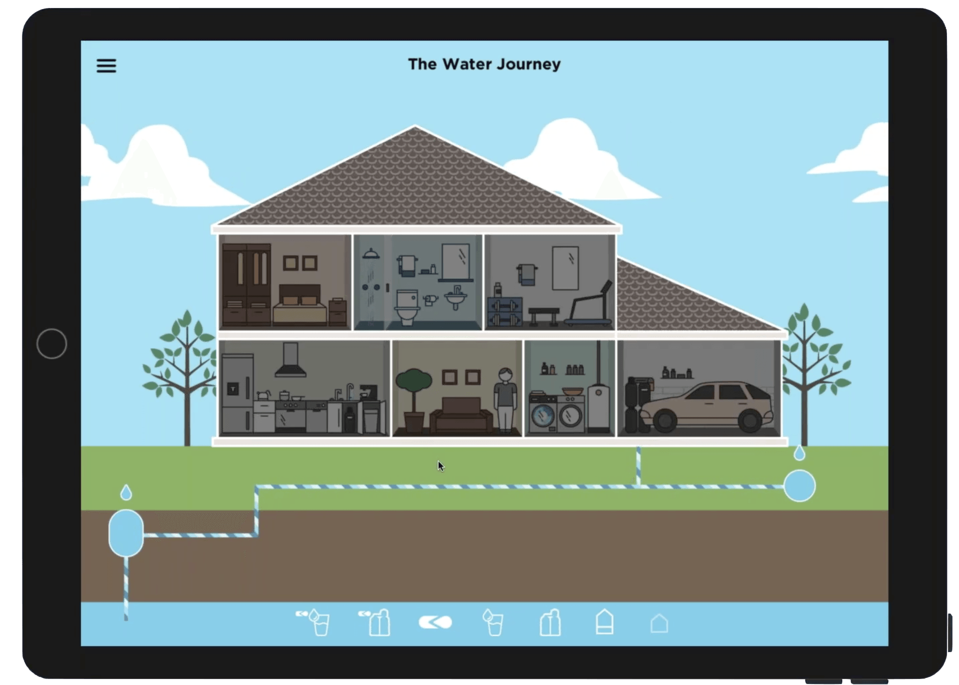 A tablet with a picture of a house on it.