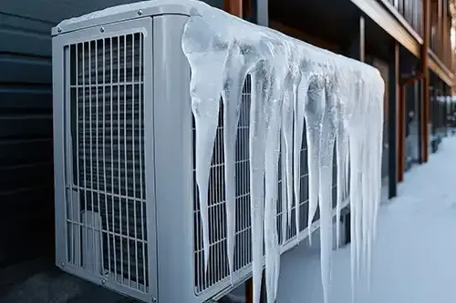 HVAC system covered in ice.