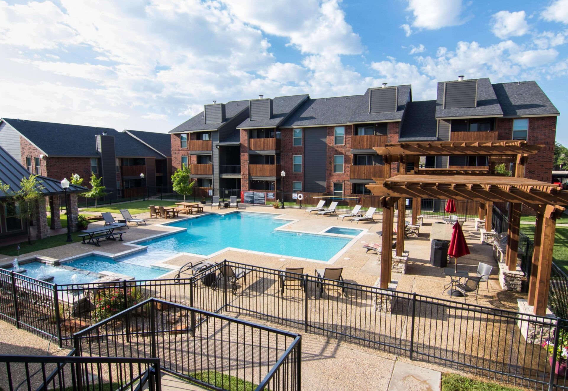 exterior aerial view of pool area