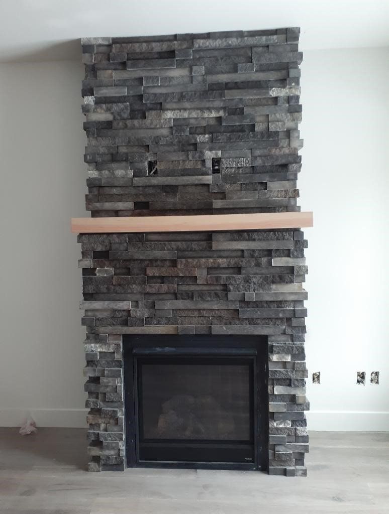 Grey Brick Fireplace