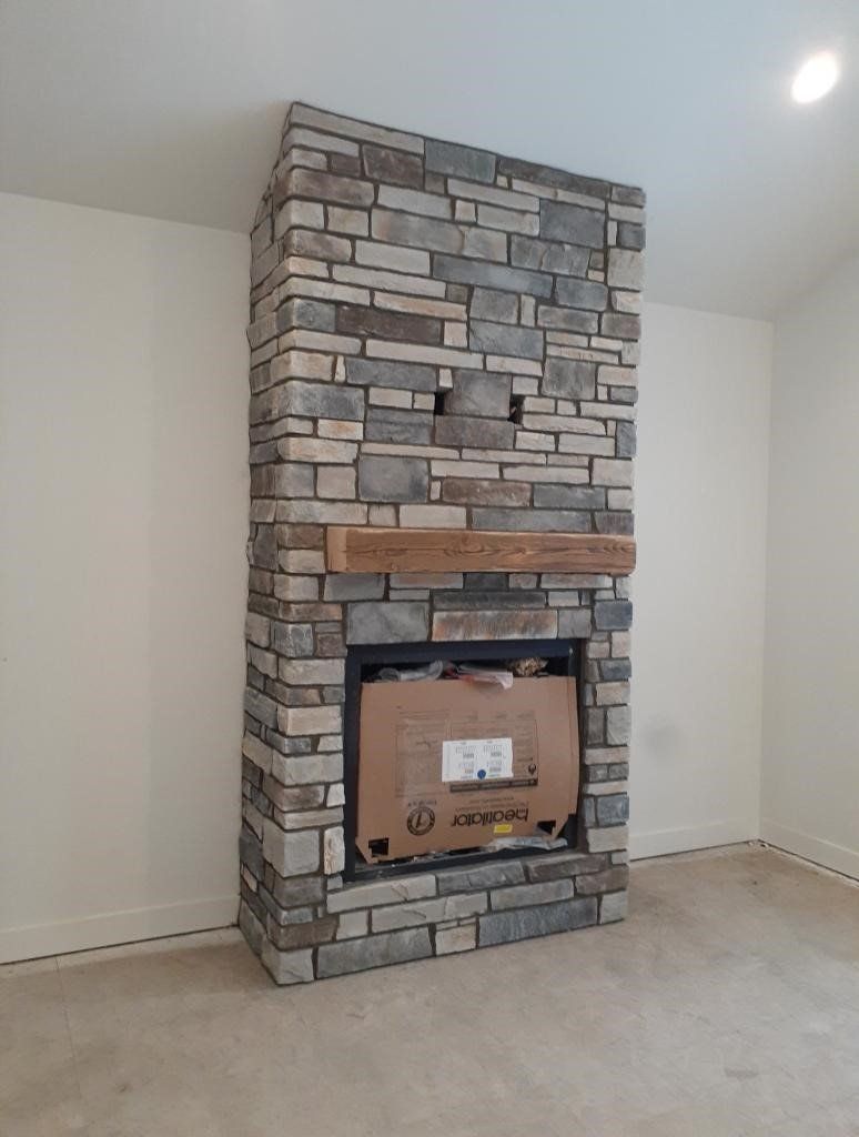 Natural colors brick fireplace