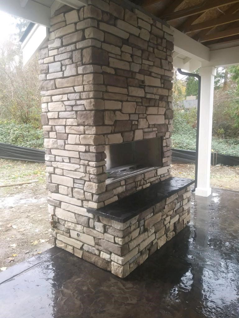masonry brick outdoor fireplace
