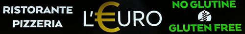 Logo per "Ristorante L'Euro Pizzeria", con simbolo senza glutine e testo "No Glutine / Gluten Free".