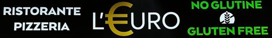 Logo per "Ristorante L'Euro Pizzeria", con simbolo senza glutine e testo "No Glutine / Gluten Free".
