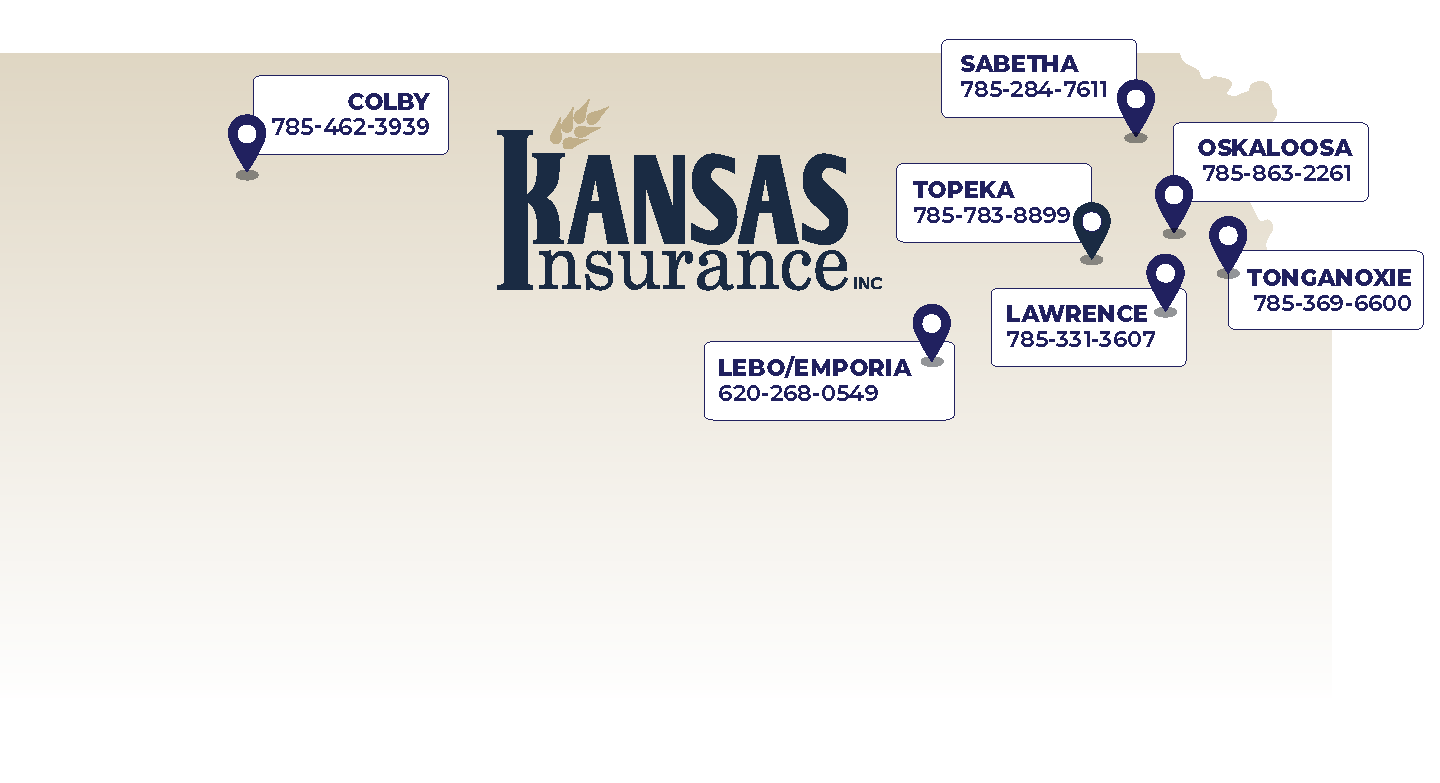 a map showing kansas insurance office locations